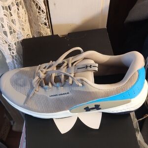 Under Armour Tan and Blue Athletic Shoes with Sleek Design